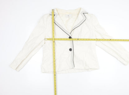 Country Casuals Women White Size 16 Linen Blend Tailored Suit Jacket