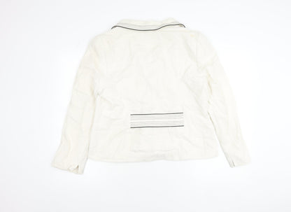 Country Casuals Women White Size 16 Linen Blend Tailored Suit Jacket