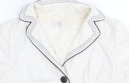 Country Casuals Women White Size 16 Linen Blend Tailored Suit Jacket