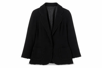 Front view of Georges Rech women’s black, size UK 12, single breasted blazer jacket