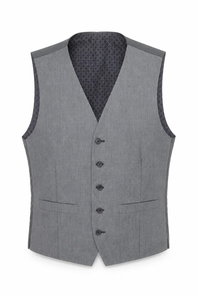 Limehaus Men's Grey Waistcoat Size 40 Regular Fit 5 Button Formal