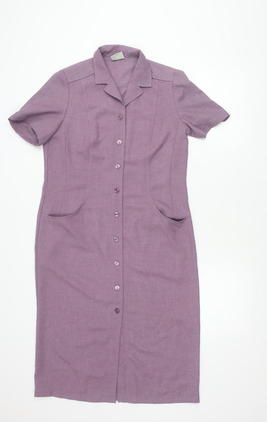 Eastex Women’s Purple Size 10 Shirt Dress Collared Short Sleeve