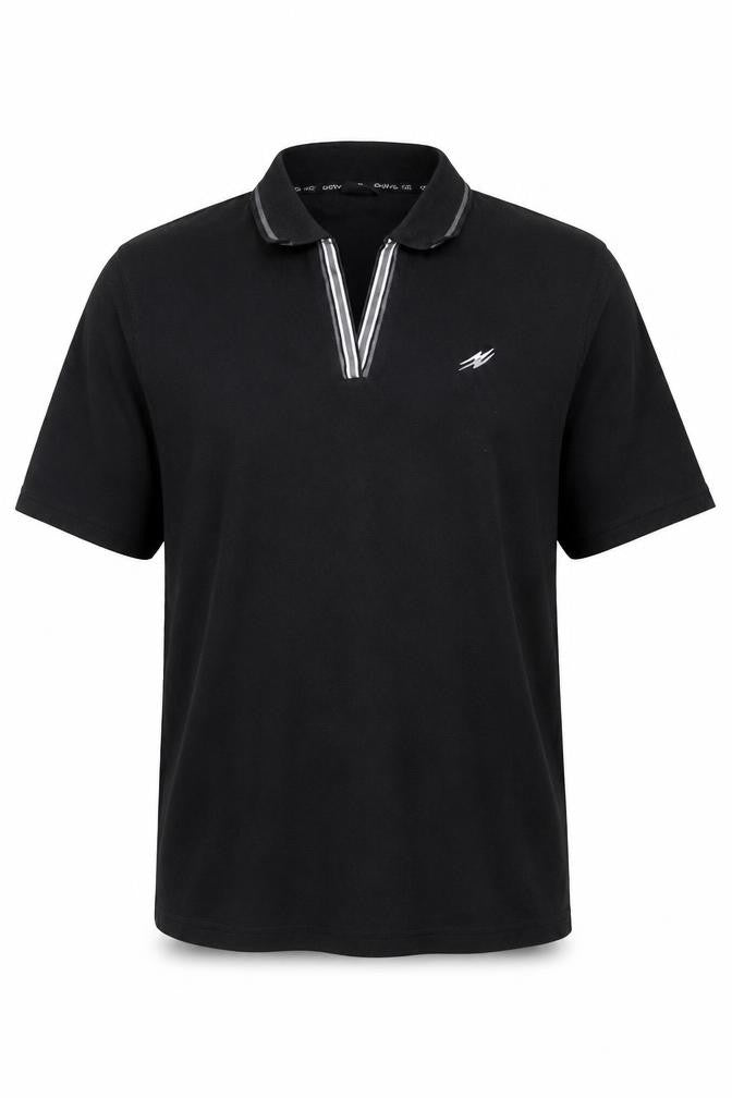Active viii Men's Black Polo Shirt Size 18 Regular Fit Zip Collar