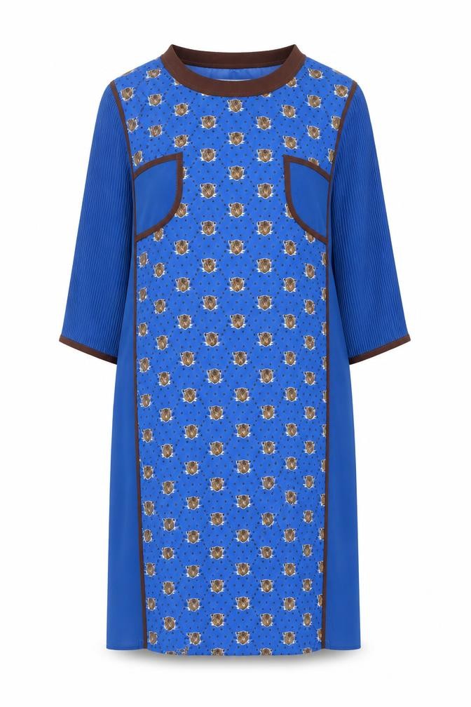 Jovonna London Women’s Blue Shift Dress Size 10 Floral Knee Length