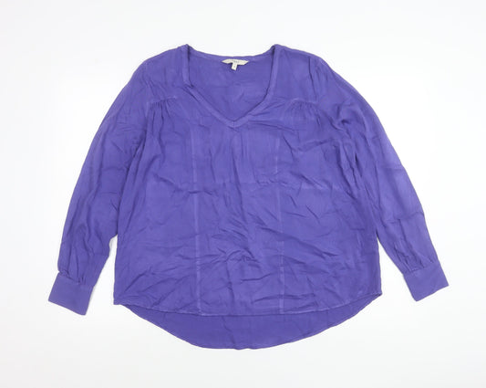 Next Women’s Purple Viscose Long Sleeve Blouse UK 12 V-Neck