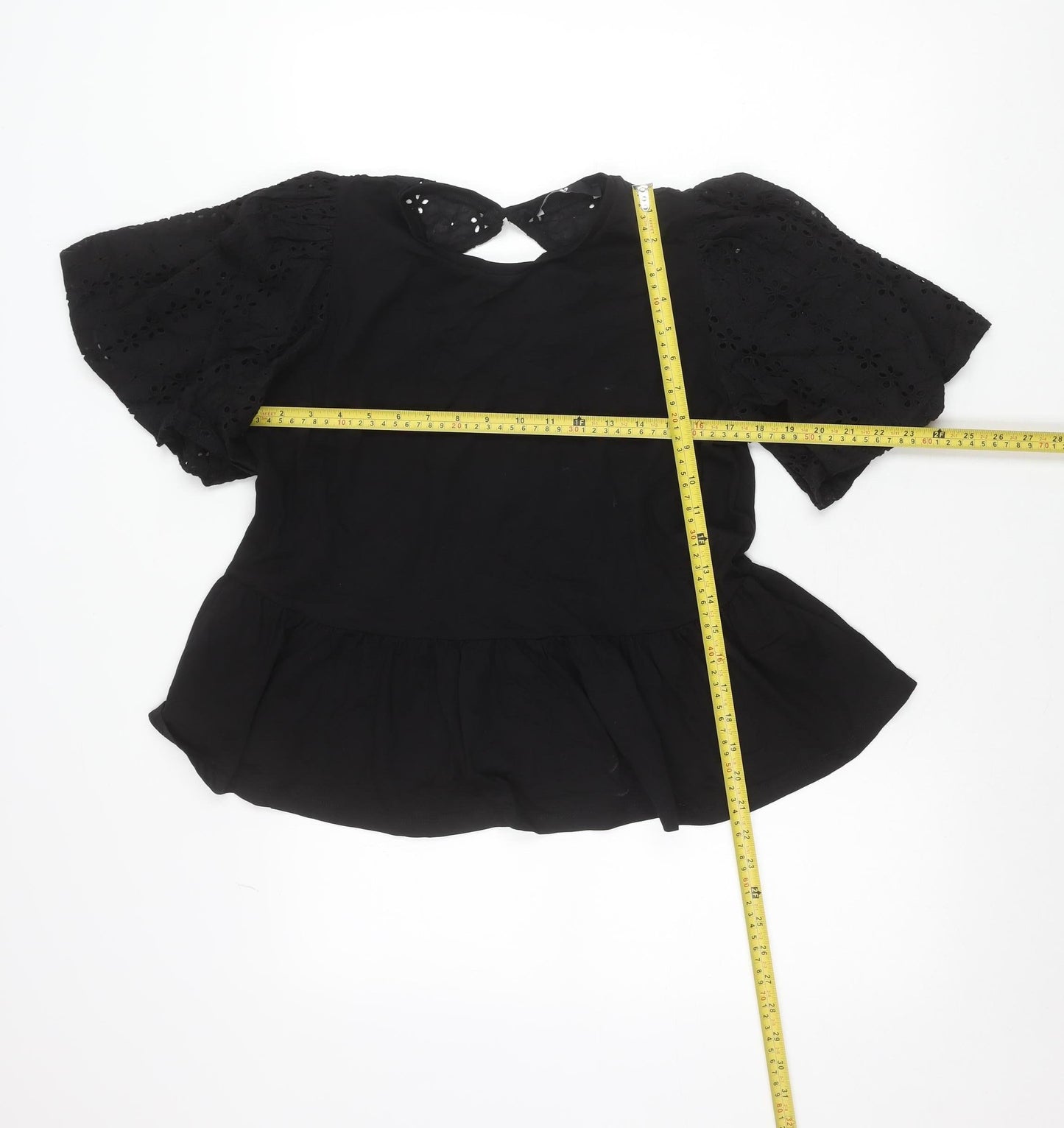 Very Women’s Black Cotton Floral Ruffle Blouse Size 14