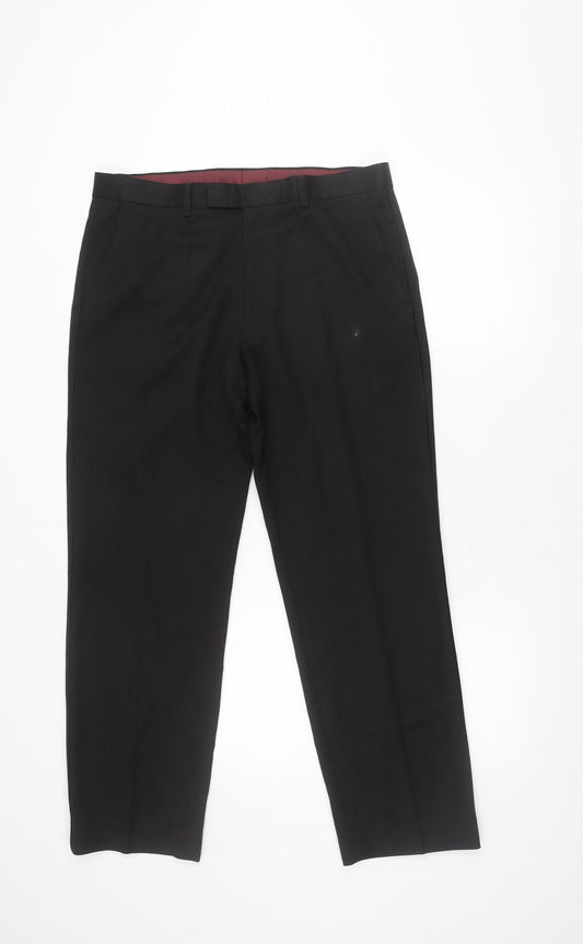 Marks and Spencer Mens Black Regular Fit Dress Pants 34W 29L