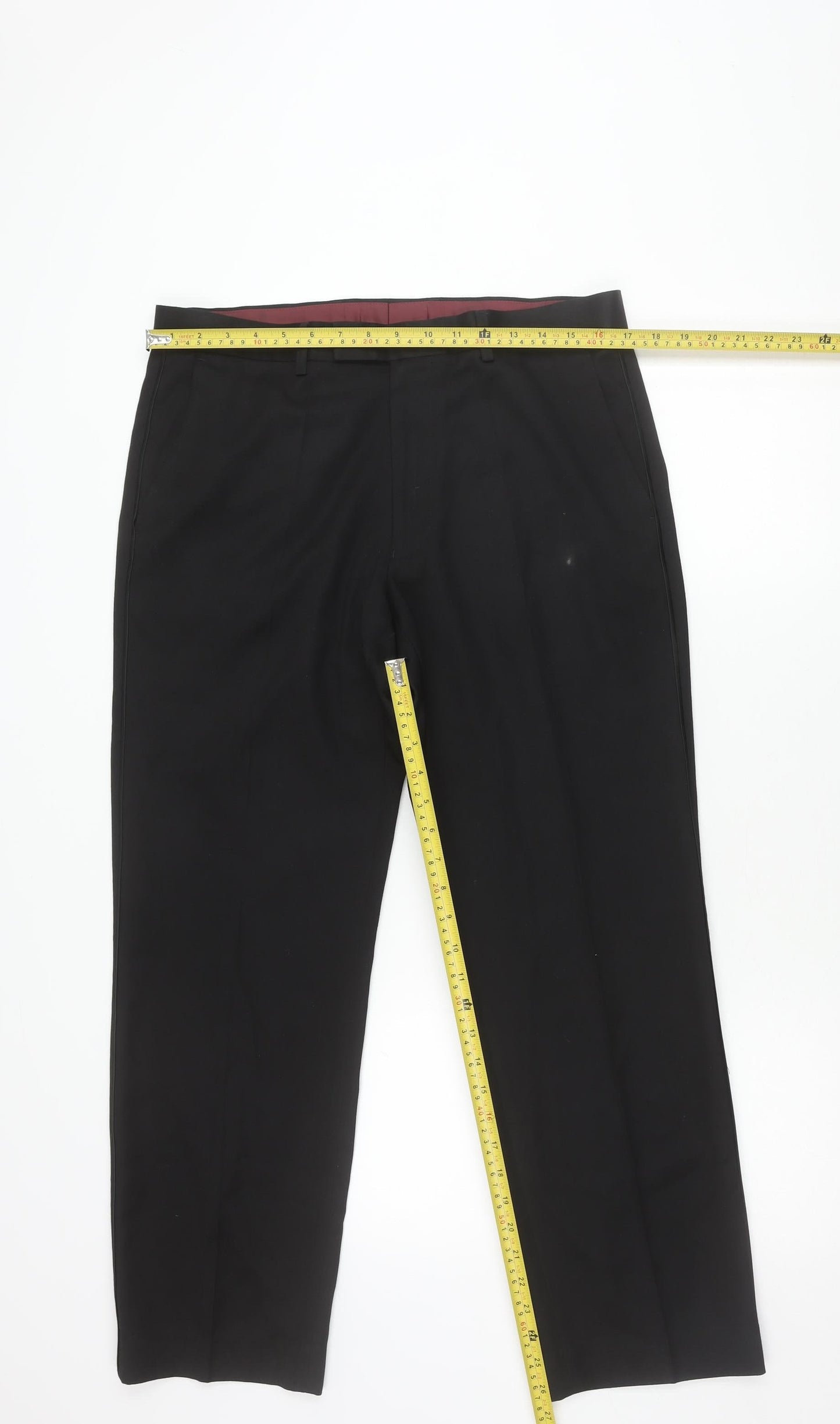 Marks and Spencer Mens Black Regular Fit Dress Pants 34W 29L