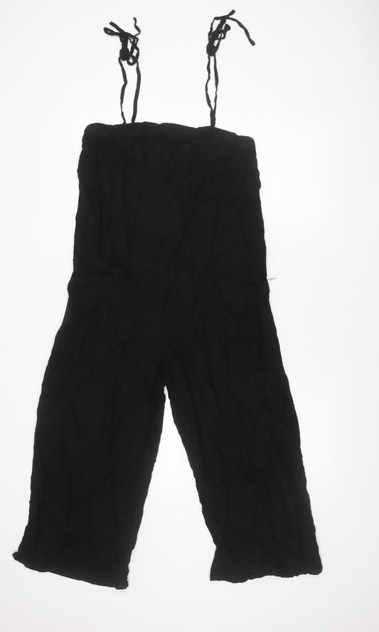 ASOS Women’s Black Size 10 Sleeveless Wide-Leg Viscose Jumpsuit