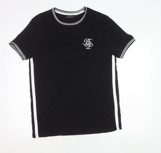Brave Soul Men’s Black XL Crew Neck Short Sleeve Cotton T-Shirt
