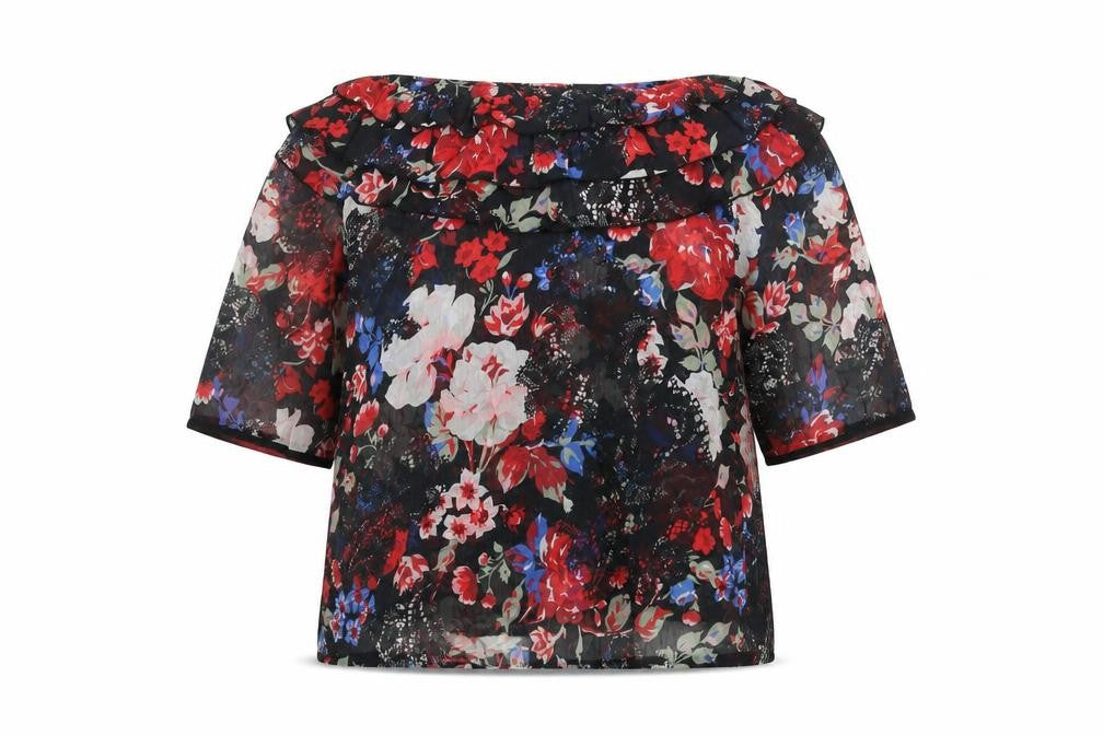 Next Womens Multicoloured Floral Off Shoulder Ruffle Blouse Size 14