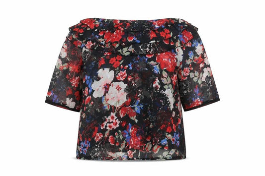 Next Womens Multicoloured Floral Off Shoulder Ruffle Blouse Size 14