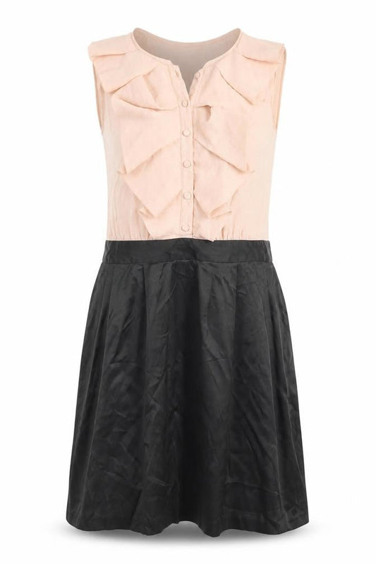 Miss Selfridge Women Beige Black Ruffle Sheath Dress Size 12