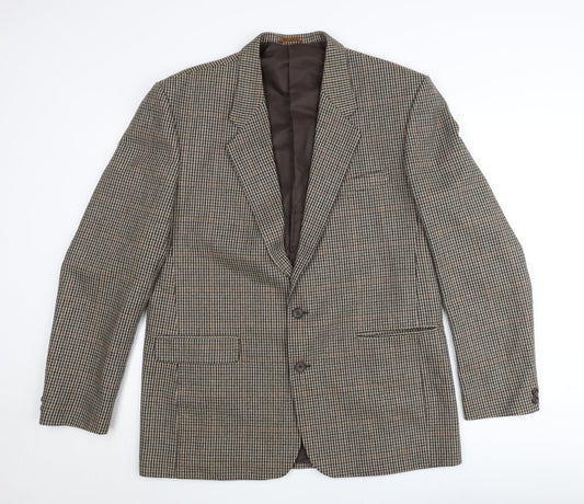 Burton Men's Brown Check Wool Blazer Jacket Size 42 Long