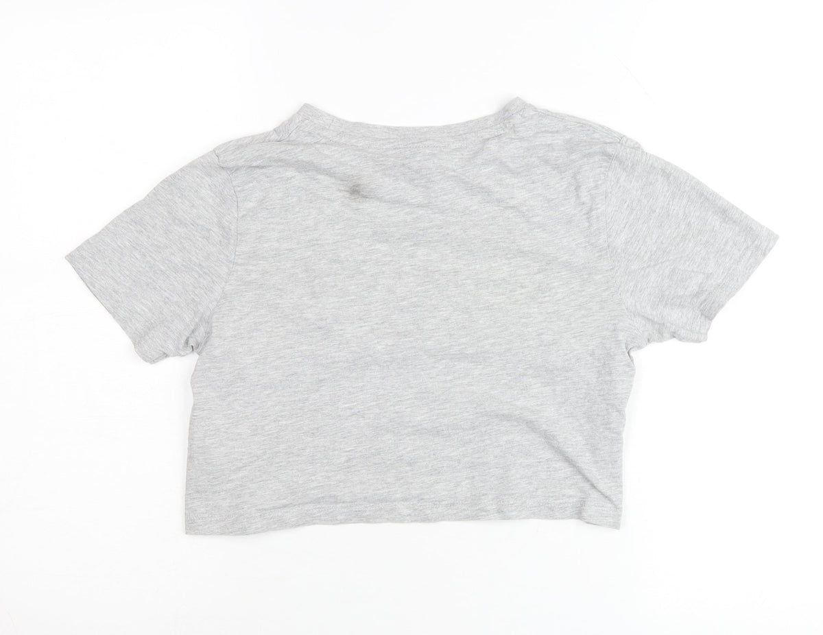 Bench Girls Grey Cropped T-Shirt Logo Print 13-14 Years Casual Top