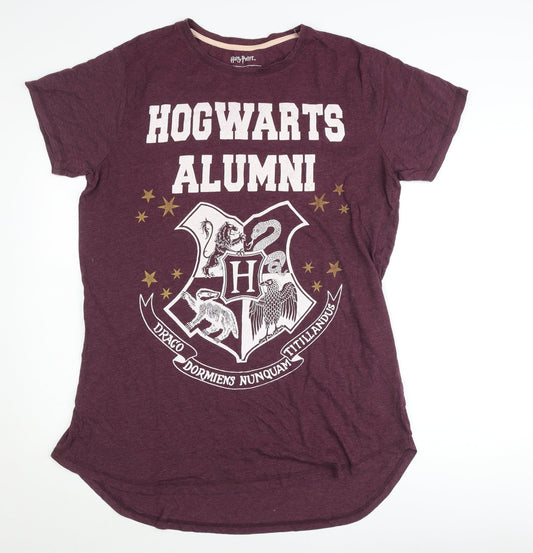 Harry Potter Womens Purple L T-Shirt Hogwarts Alumni Short Sleeve