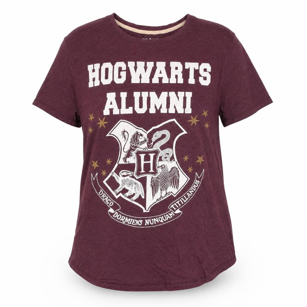 Harry Potter Womens Purple L T-Shirt Hogwarts Alumni Short Sleeve