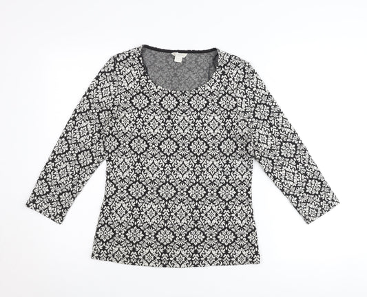 Monsoon Women’s Black Geometric Knit Tunic Blouse UK 12