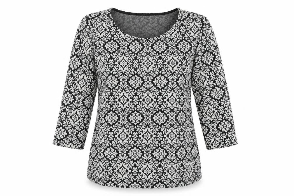 Monsoon Women’s Black Geometric Knit Tunic Blouse UK 12