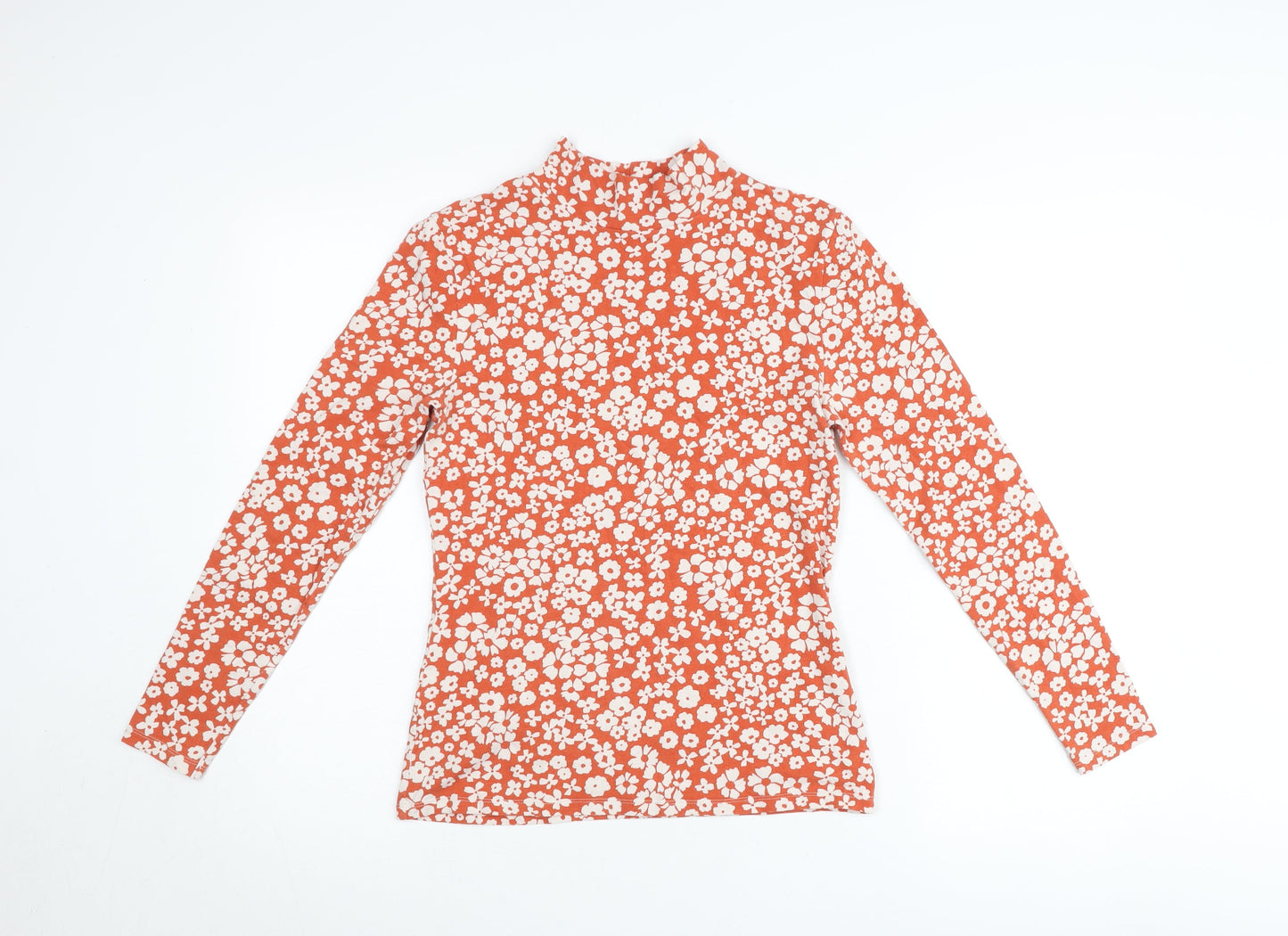 Marks and Spencer Women’s Red Floral Mock Neck Long Sleeve Top Size 10