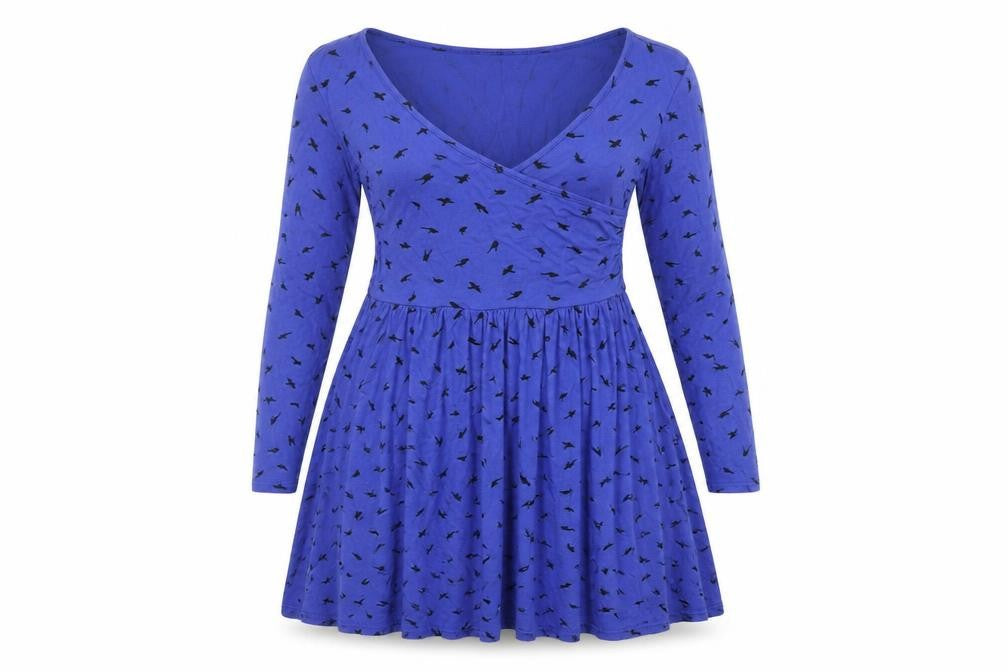 ASOS Petite Women’s Blue Bird Print Skater Dress Size 10