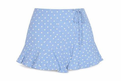 Pull&Bear Women Blue Polka Dot Wrap Skirt XS Viscose