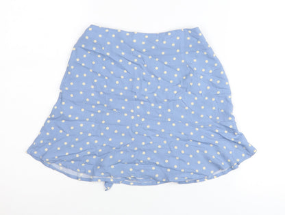 Pull&Bear Women Blue Polka Dot Wrap Skirt XS Viscose
