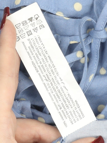 Pull&Bear Women Blue Polka Dot Wrap Skirt XS Viscose