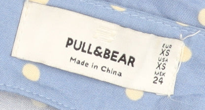 Pull&Bear Women Blue Polka Dot Wrap Skirt XS Viscose