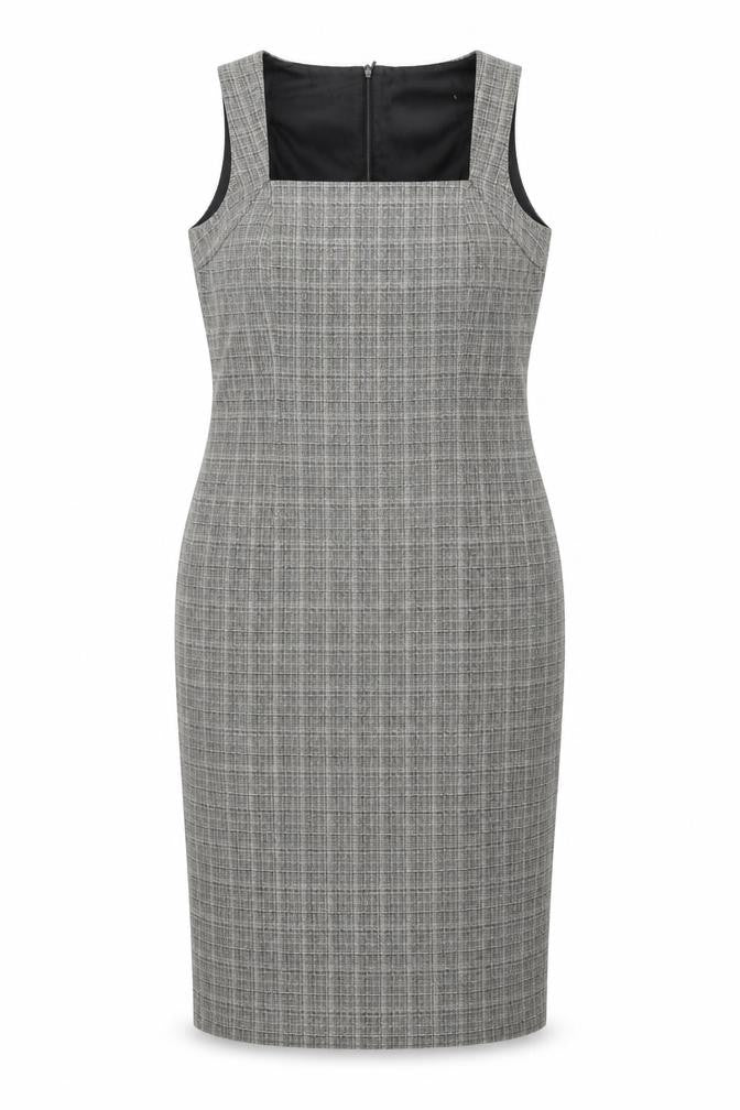 Wallis Petite Grey Check Sheath Dress Women’s Size 12 Sleeveless Workwear