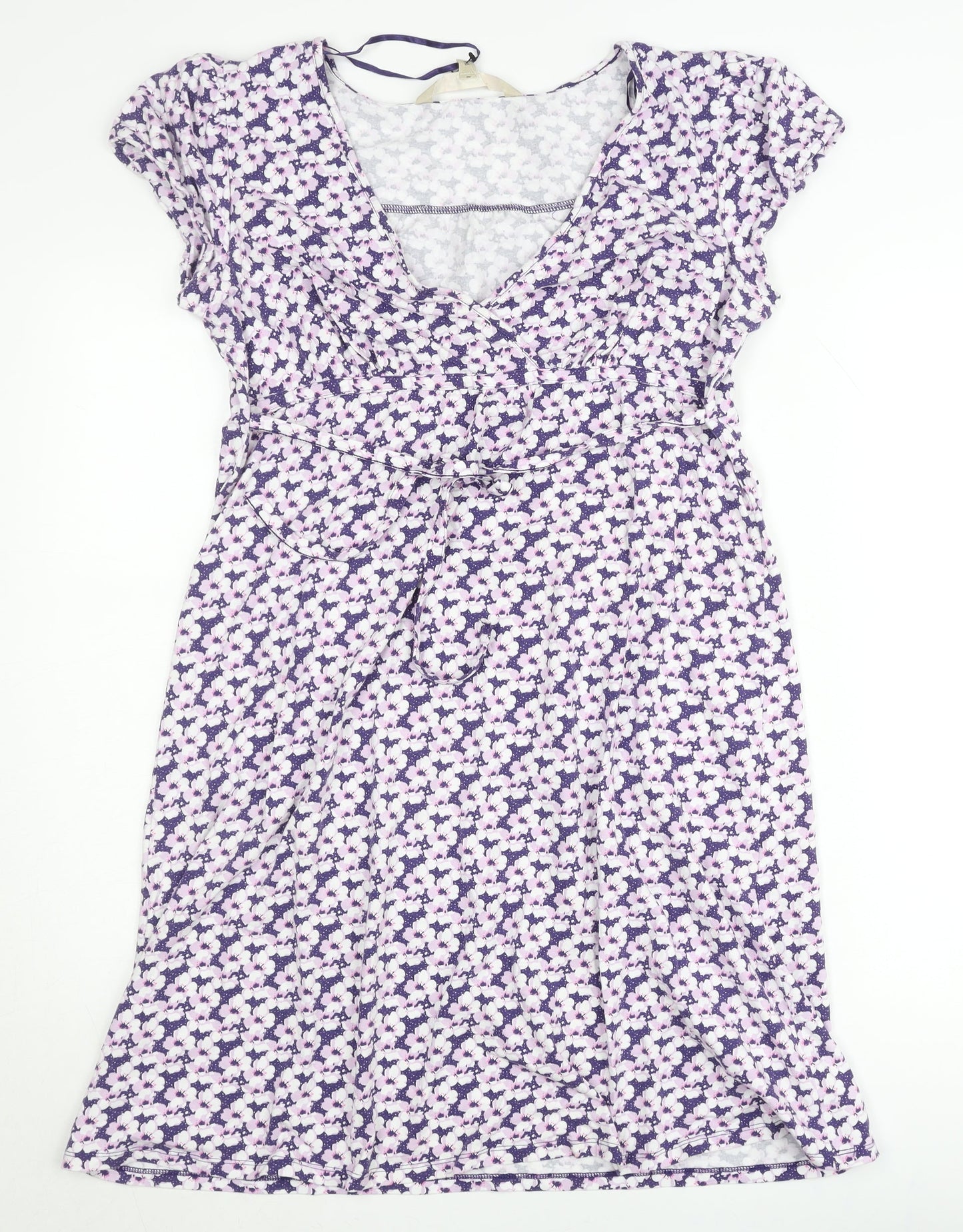 Mandalay Women’s Purple Floral Wrap Dress Size 14 Cotton Blend