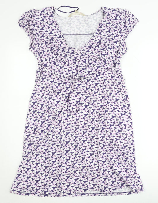 Mandalay Women’s Purple Floral Wrap Dress Size 14 Cotton Blend