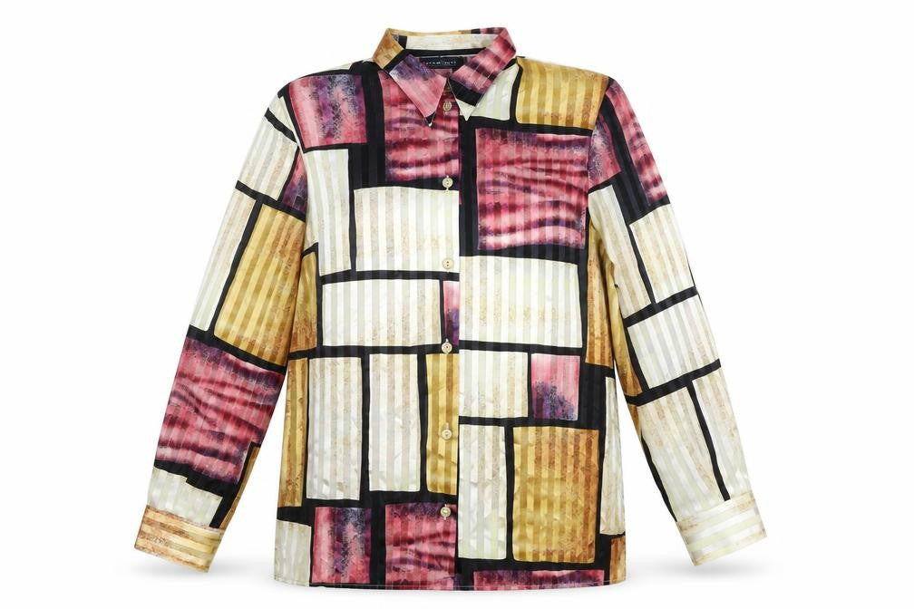 Your Sense Women’s Multicoloured Geometric Button-Up Shirt Size 18