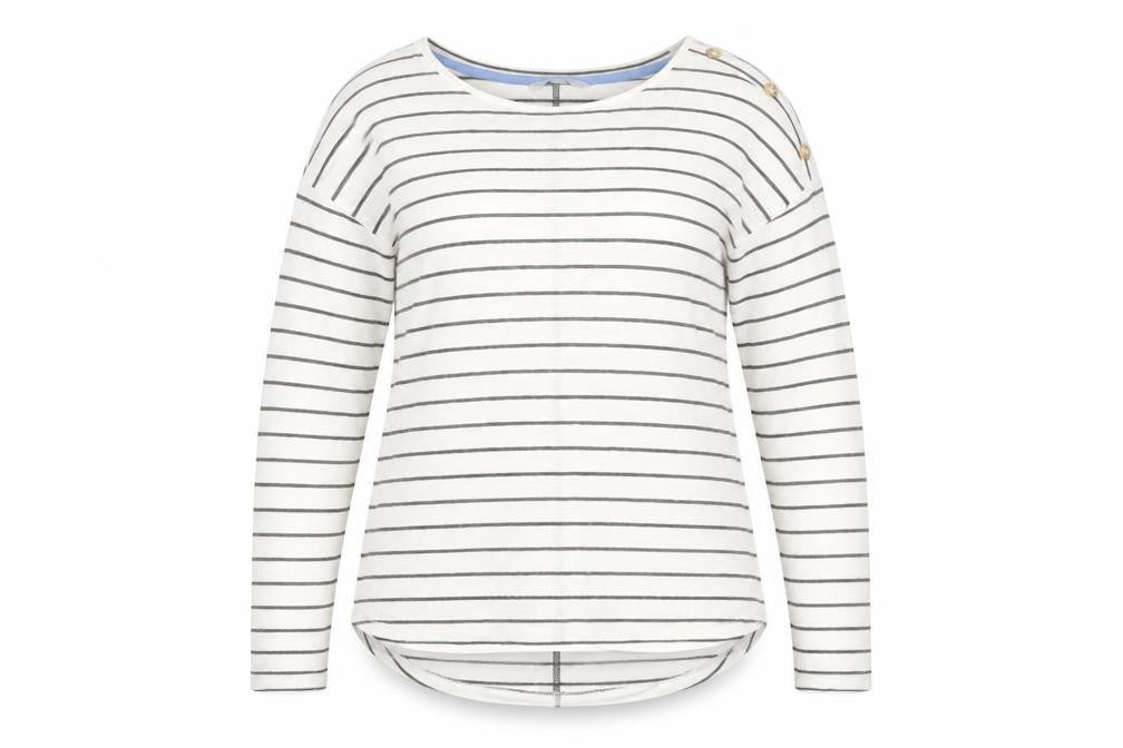 Next Women’s White Striped Boat Neck Long Sleeve T-Shirt Size 12