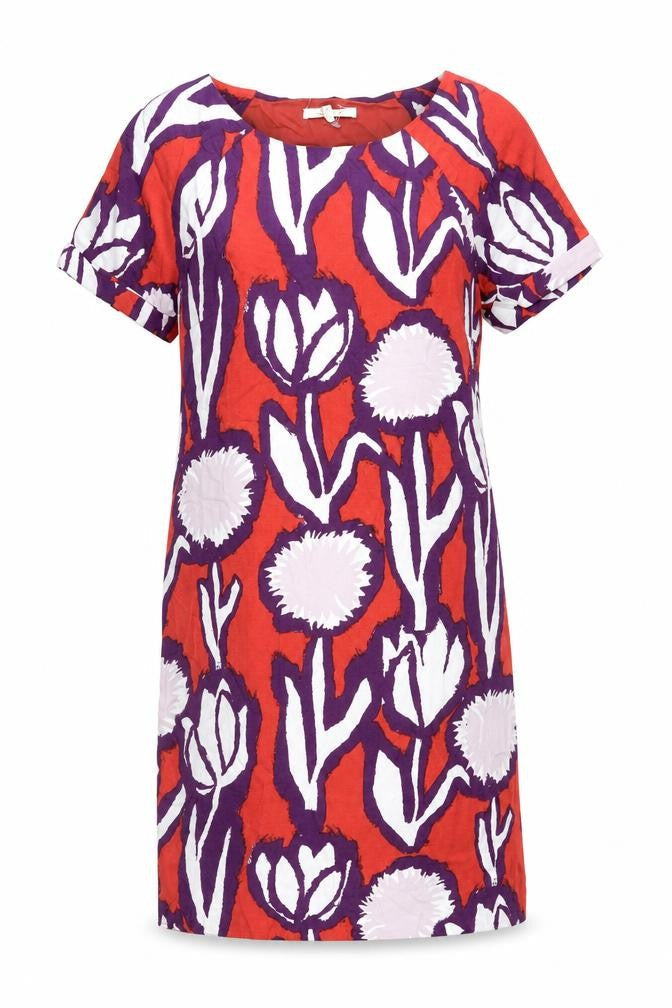 White Stuff Women’s Red Purple Floral Shift Dress Size 8