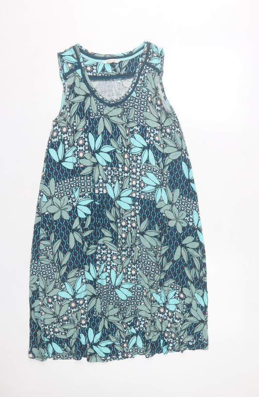 White Stuff Women’s Blue Floral Sleeveless Shift Dress UK 6