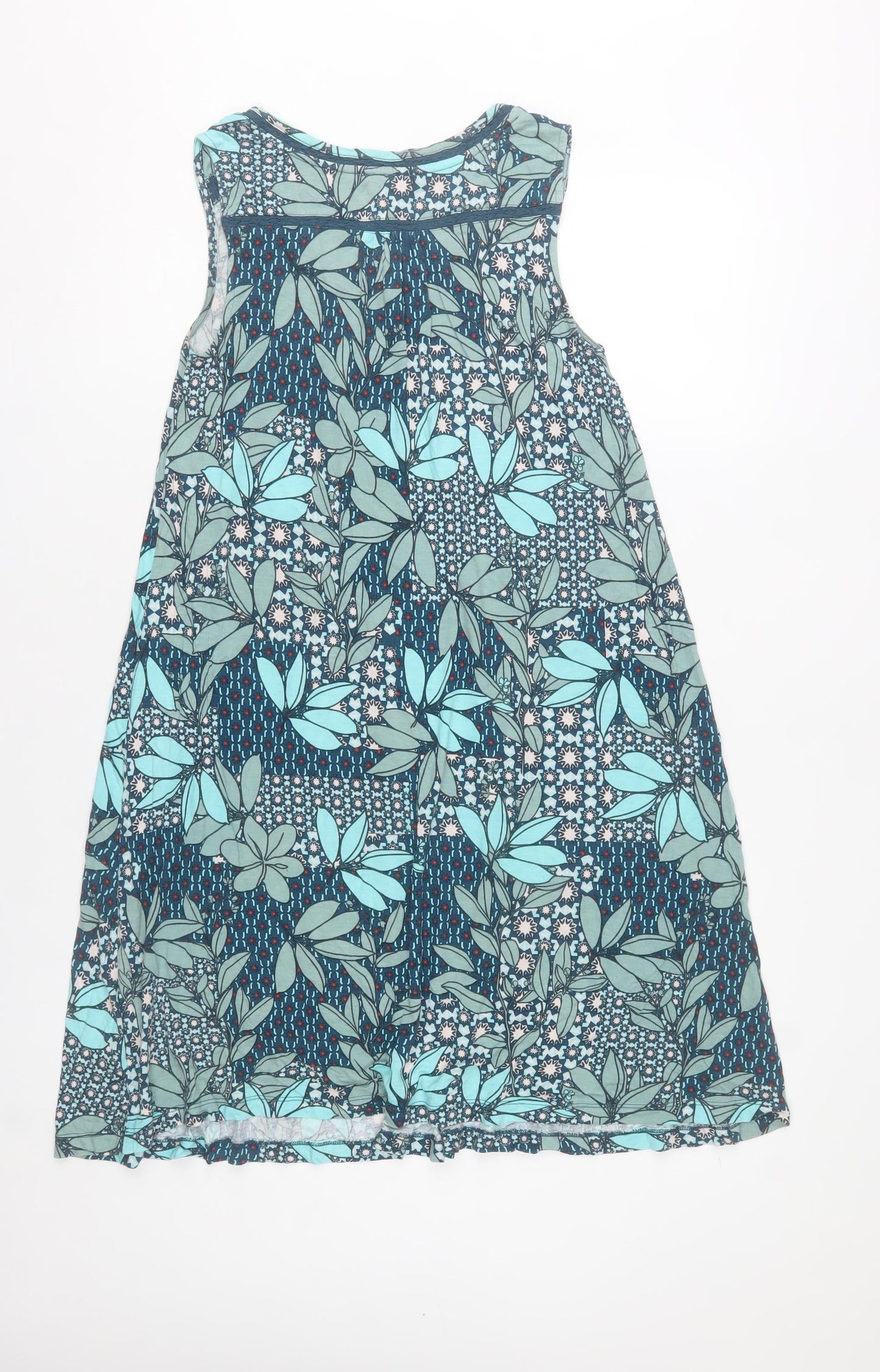 White Stuff Women’s Blue Floral Sleeveless Shift Dress UK 6