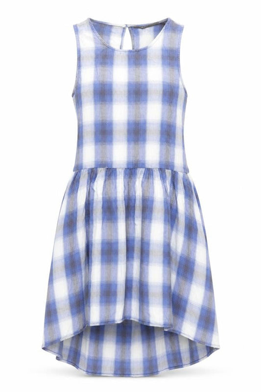 Topshop Women Blue Check Cotton Sleeveless Skater Dress Size 10