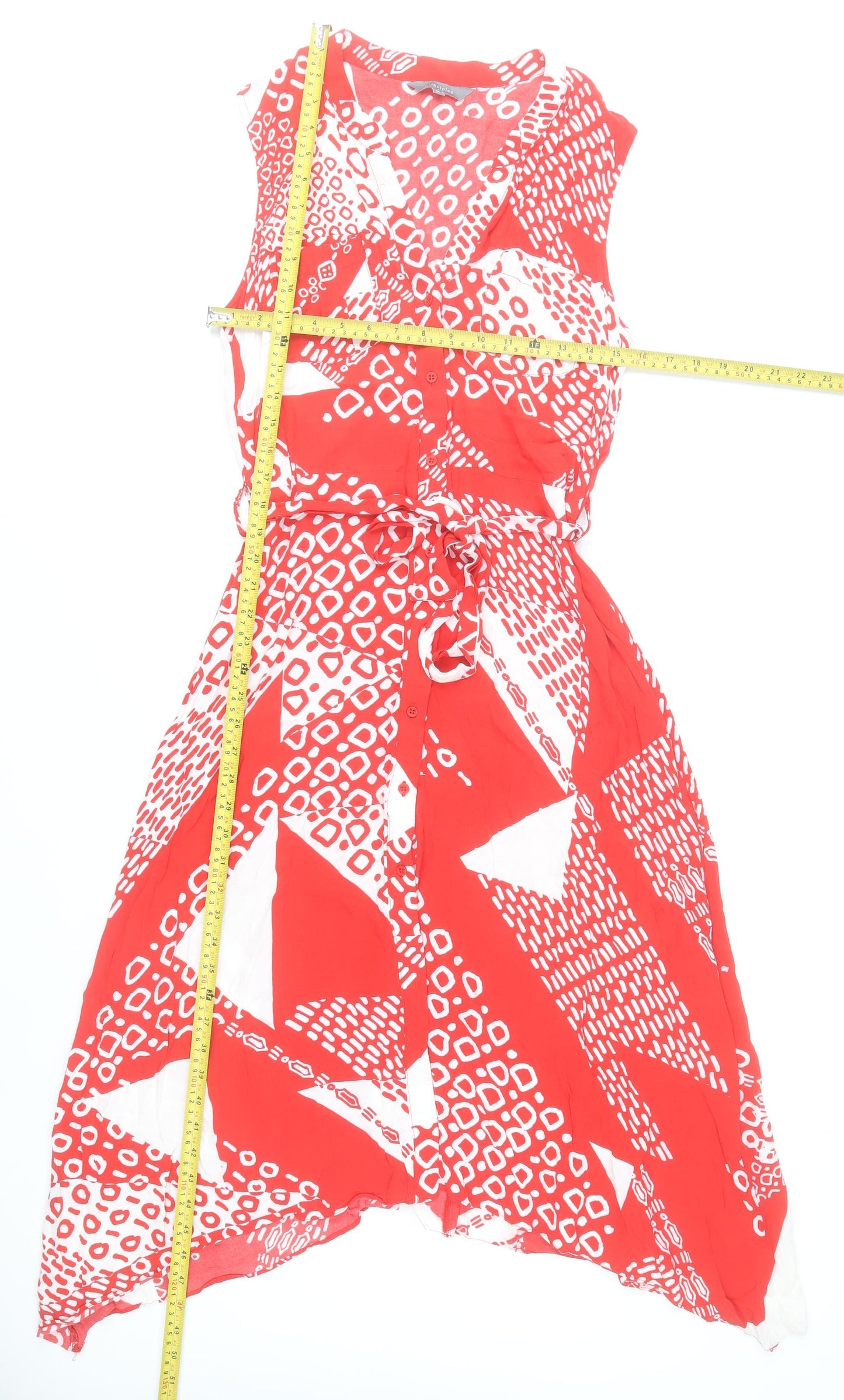 Principles Women’s Red Geometric A-Line Hi-Low Dress Size 14