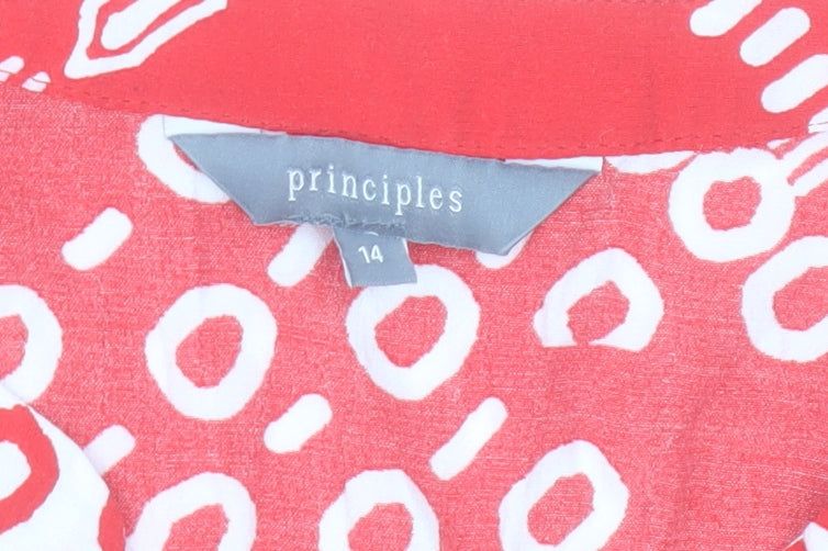 Principles Women’s Red Geometric A-Line Hi-Low Dress Size 14