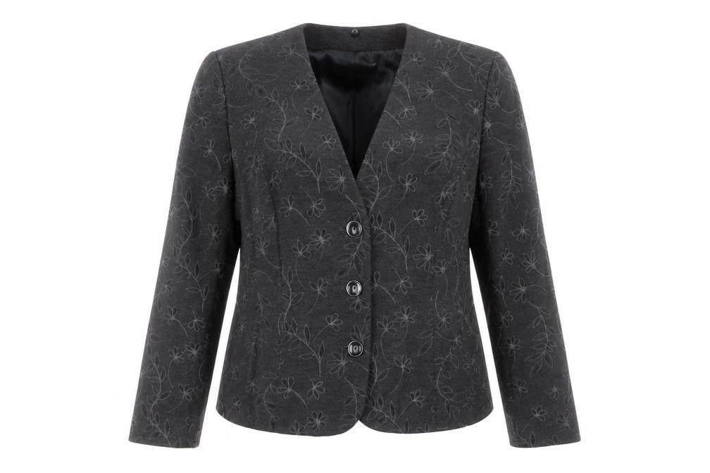 Country Casuals Womens Black Floral Blazer Size 16 Formal Jacket