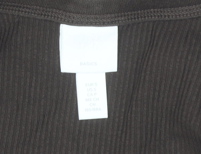 H&M Women Brown Tank Midi Dress Size 8 Cotton Stretch Scoop Neck
