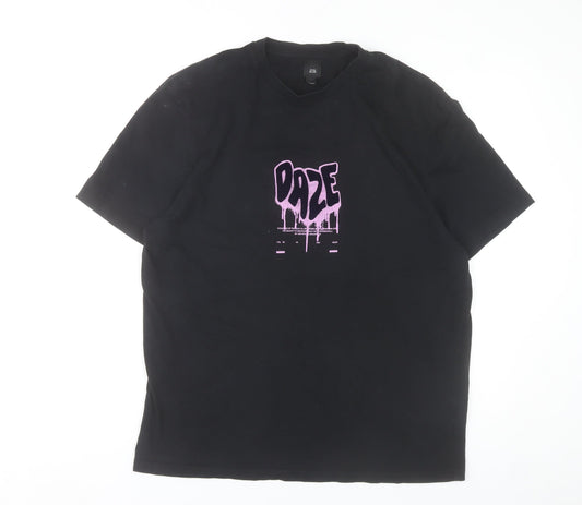 River Island Men’s Black L Graphic Print Cotton T-Shirt