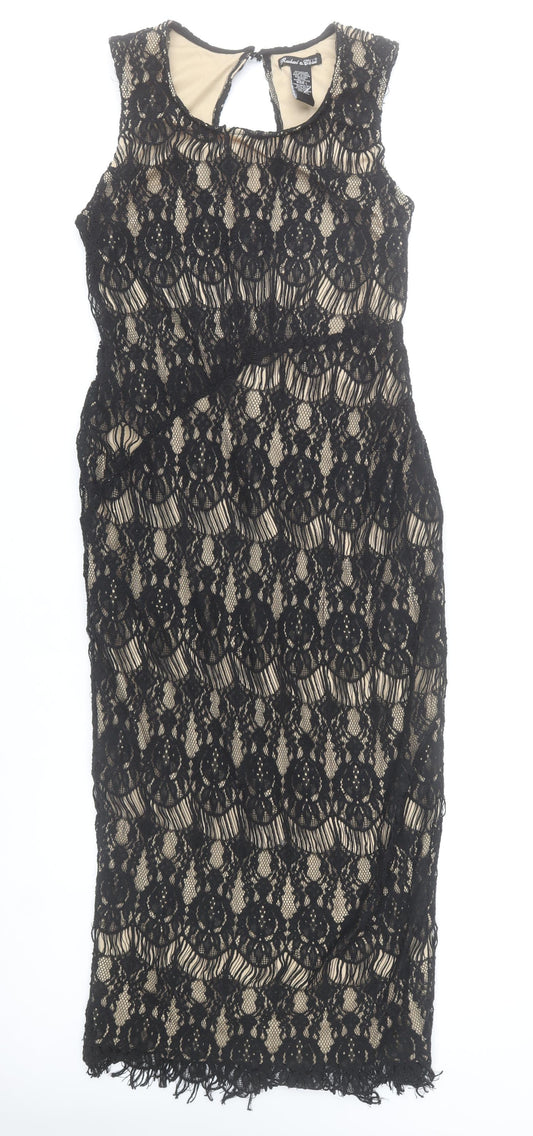 Rachael & Chloe Women’s Black Lace Sheath Sleeveless Dress L