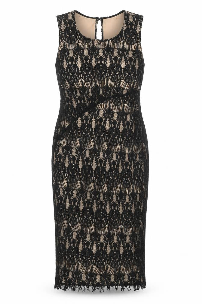 Rachael & Chloe Women’s Black Lace Sheath Sleeveless Dress L