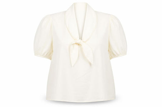 Marks and Spencer Women’s Ivory Blouse Size 18 Puff Sleeve Tie Neck