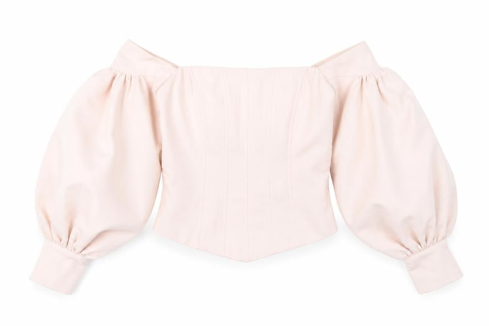 Fashion Nova Women’s Pink Off Shoulder Puff Sleeve Cropped Blouse Size S