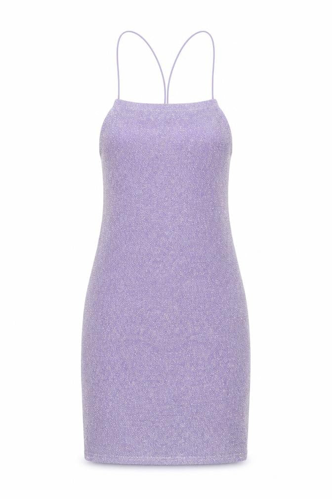H&M Divided Women’s Purple Glitter Bodycon Halter Mini Dress Size S