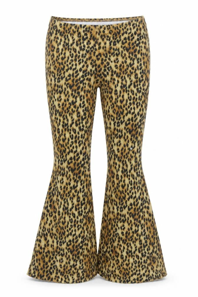 H&M Women’s Leopard Print Flared Slim Trousers L Multicoloured