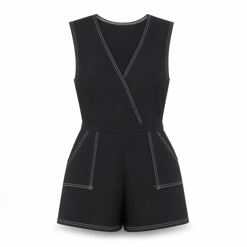 PrettyLittleThing Women Black Size 8 Sleeveless Playsuit Pockets